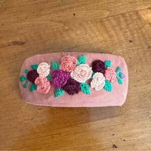 NWOT Hand Embroidered Floral Large Size Barrette; 4”L X 1.75”W